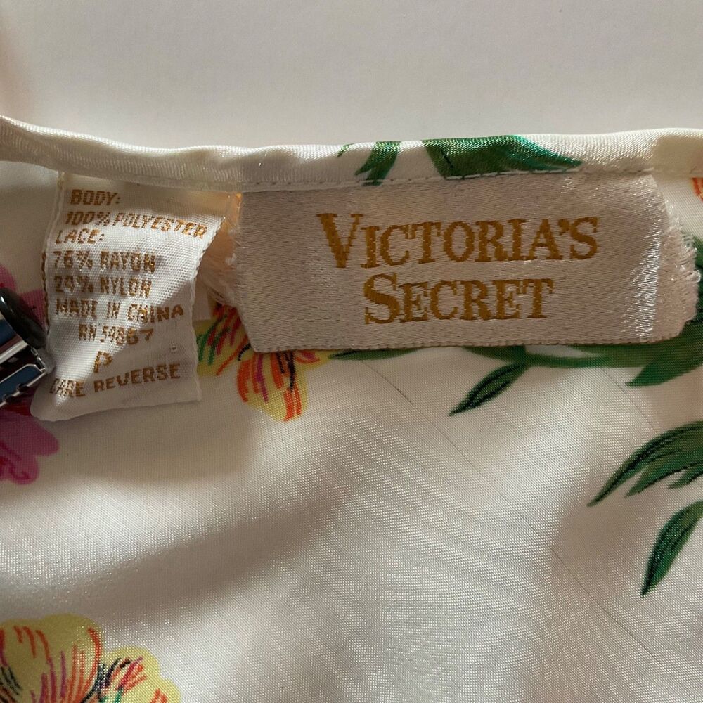 VTG 90s Y2K Victoria's Secret Gold Label Floral Lace Cami Slip Mini Dress Size P - Picture 4 of 8